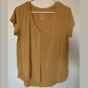 yellow striped v neck (american eagle)